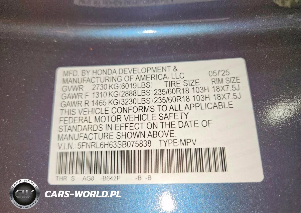 2025 Honda Odyssey Exl VIN:5FNRL6H63SB075838 - 14