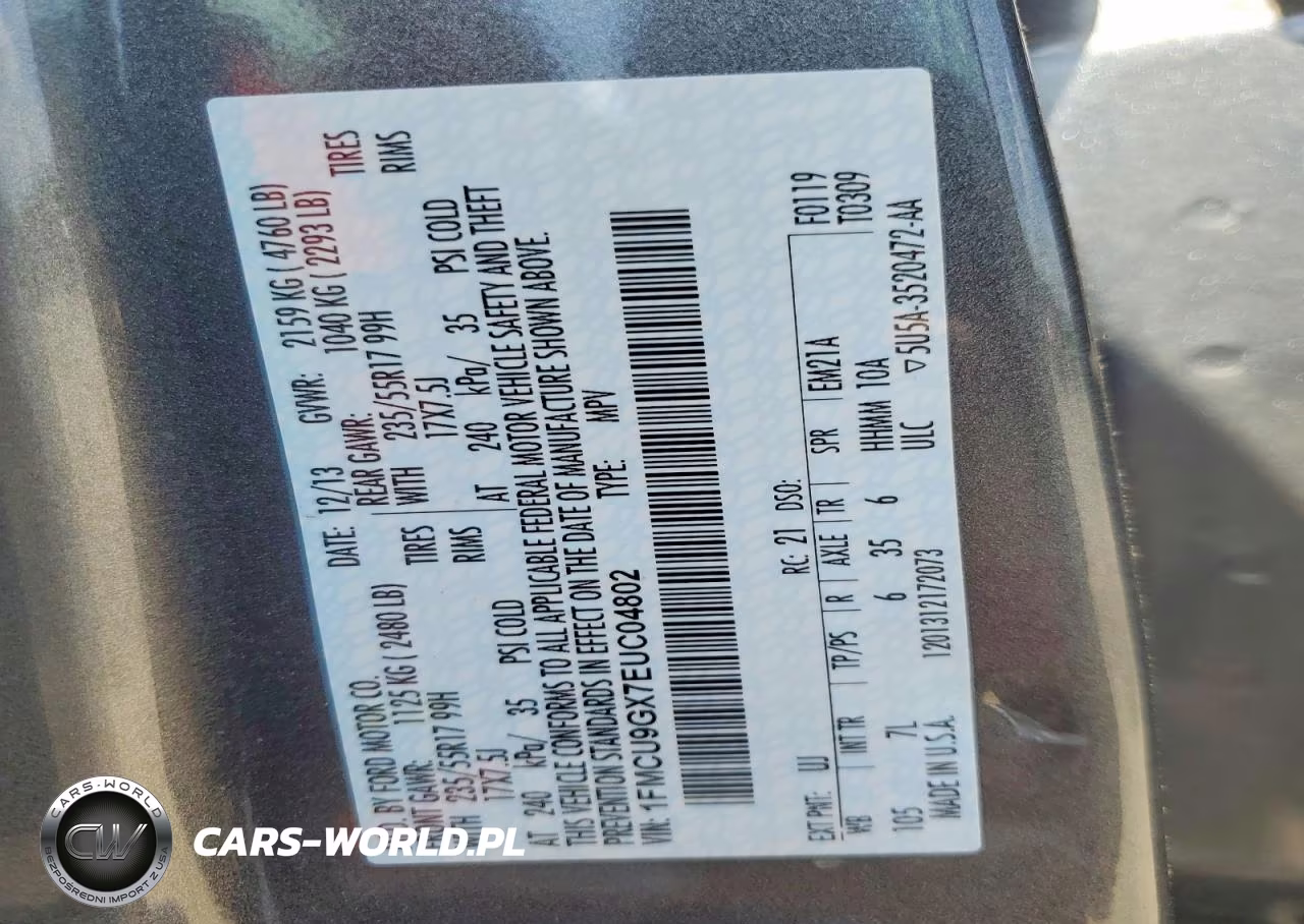 2014 Ford Escape Se VIN:1FMCU9GX7EUC04802 - 12