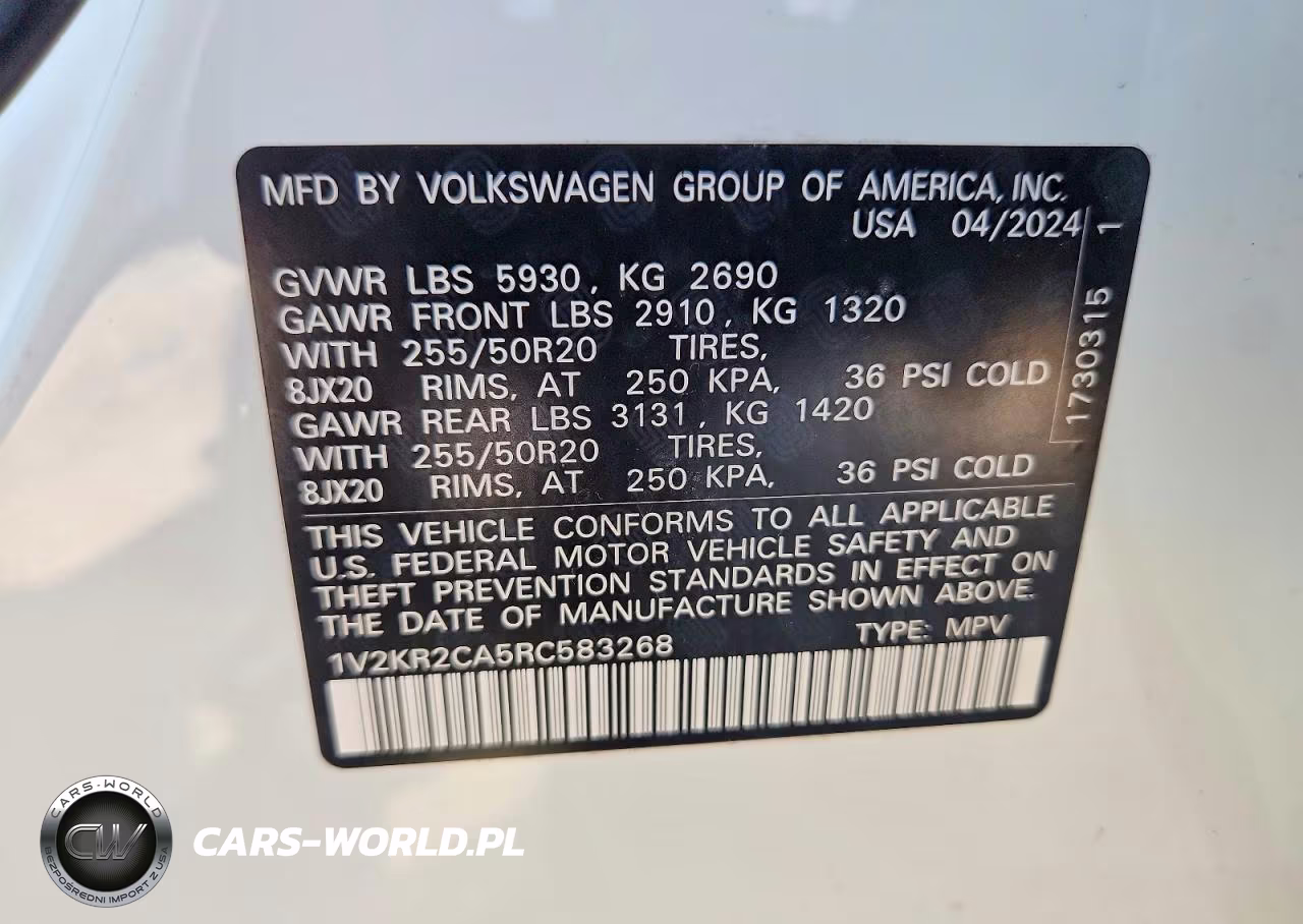 2024 Volkswagen Atlas Se VIN:1V2KR2CA5RC583268 - 13