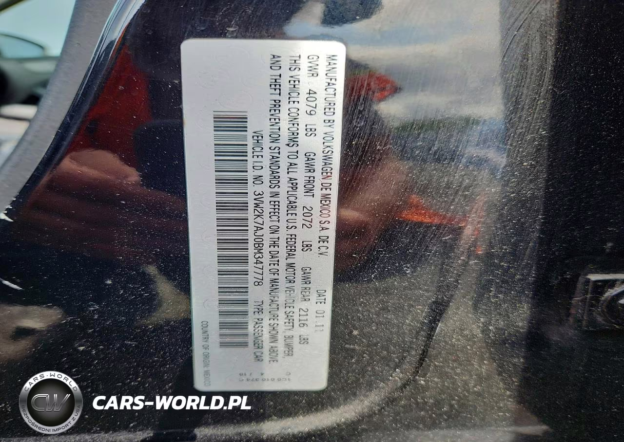 2011 Volkswagen Jetta Base VIN:3VW2K7AJ0BM347778 - 12