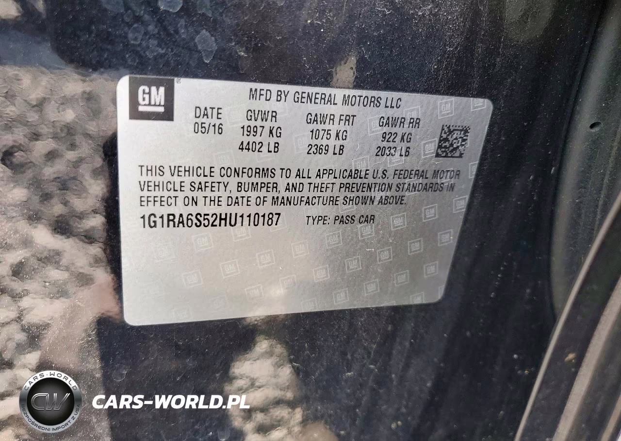 2017 Chevrolet Volt Lt VIN:1G1RA6S52HU110187 - 12