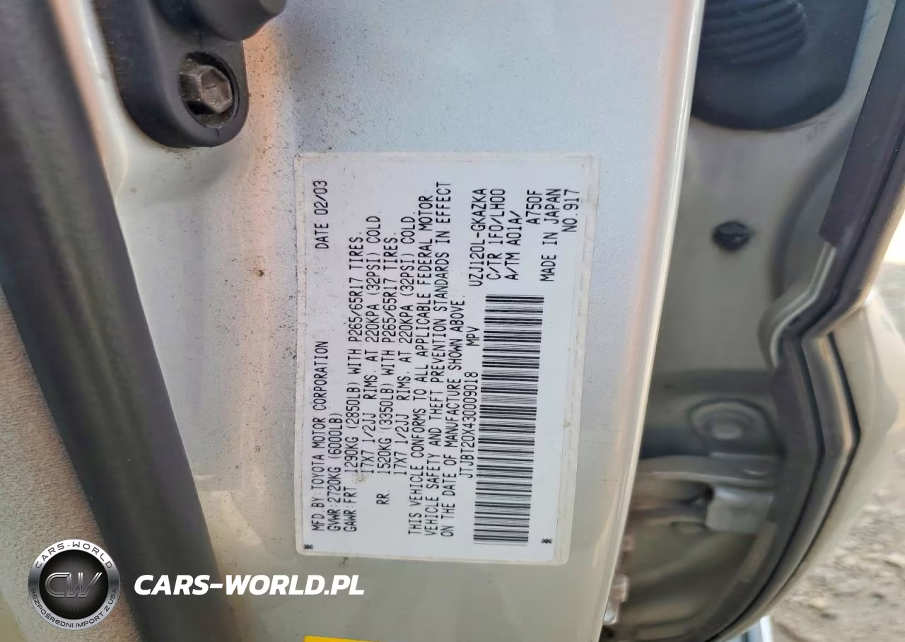 2003 Lexus Gx 470 VIN:JTJBT20X430009018 - 13