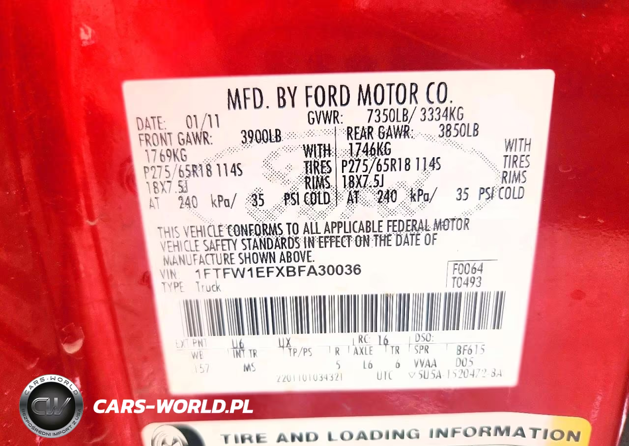 2011 Ford F150 Supercrew VIN:1FTFW1EFXBFA30036 - 12