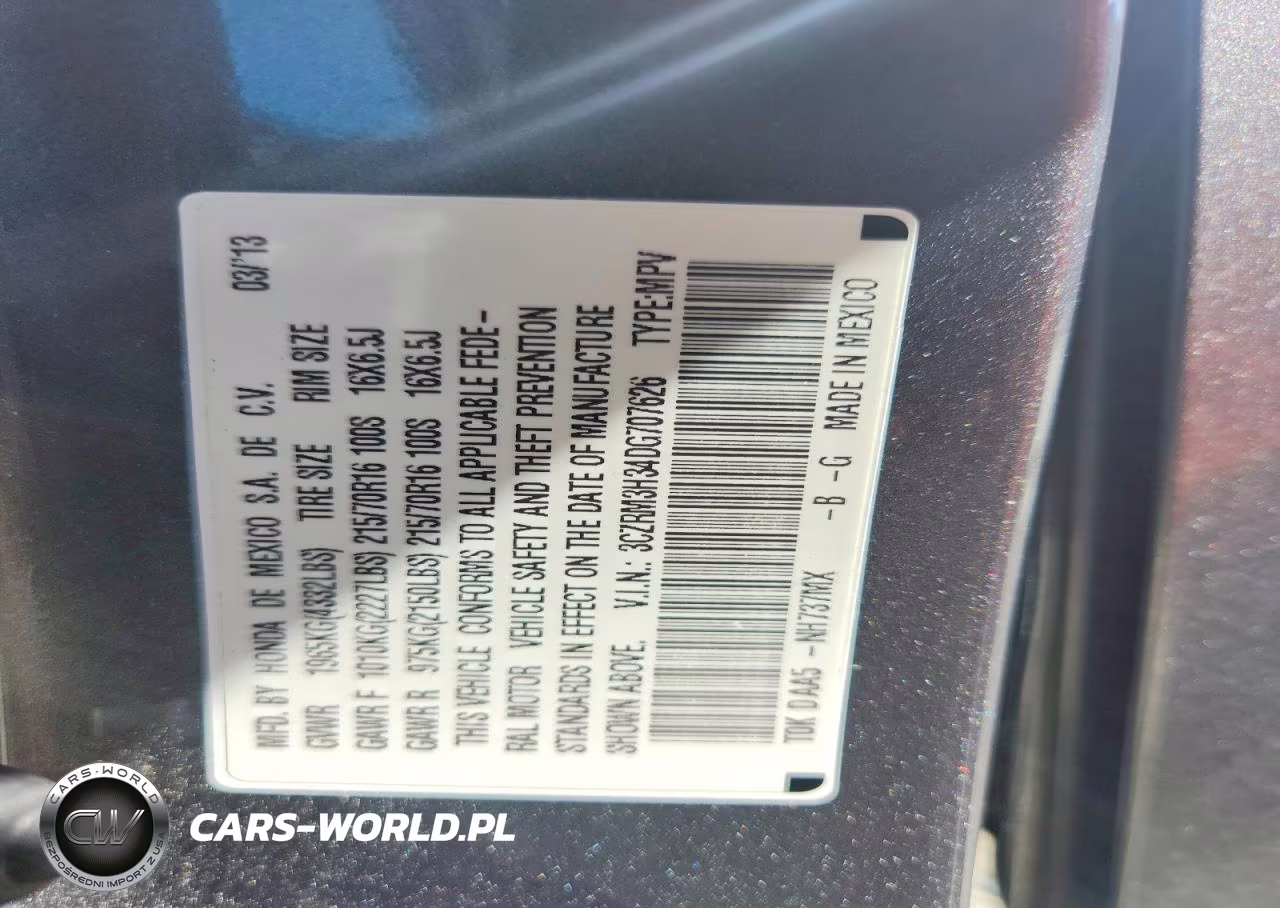 2013 Honda Cr-V Lx VIN:3CZRM3H34DG707626 - 13