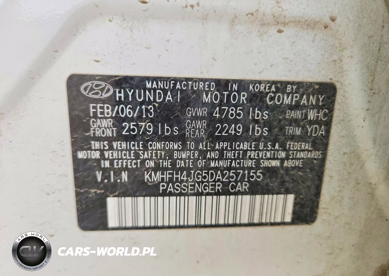 2013 Hyundai Azera Base VIN:KMHFH4JG5DA257155 - 12