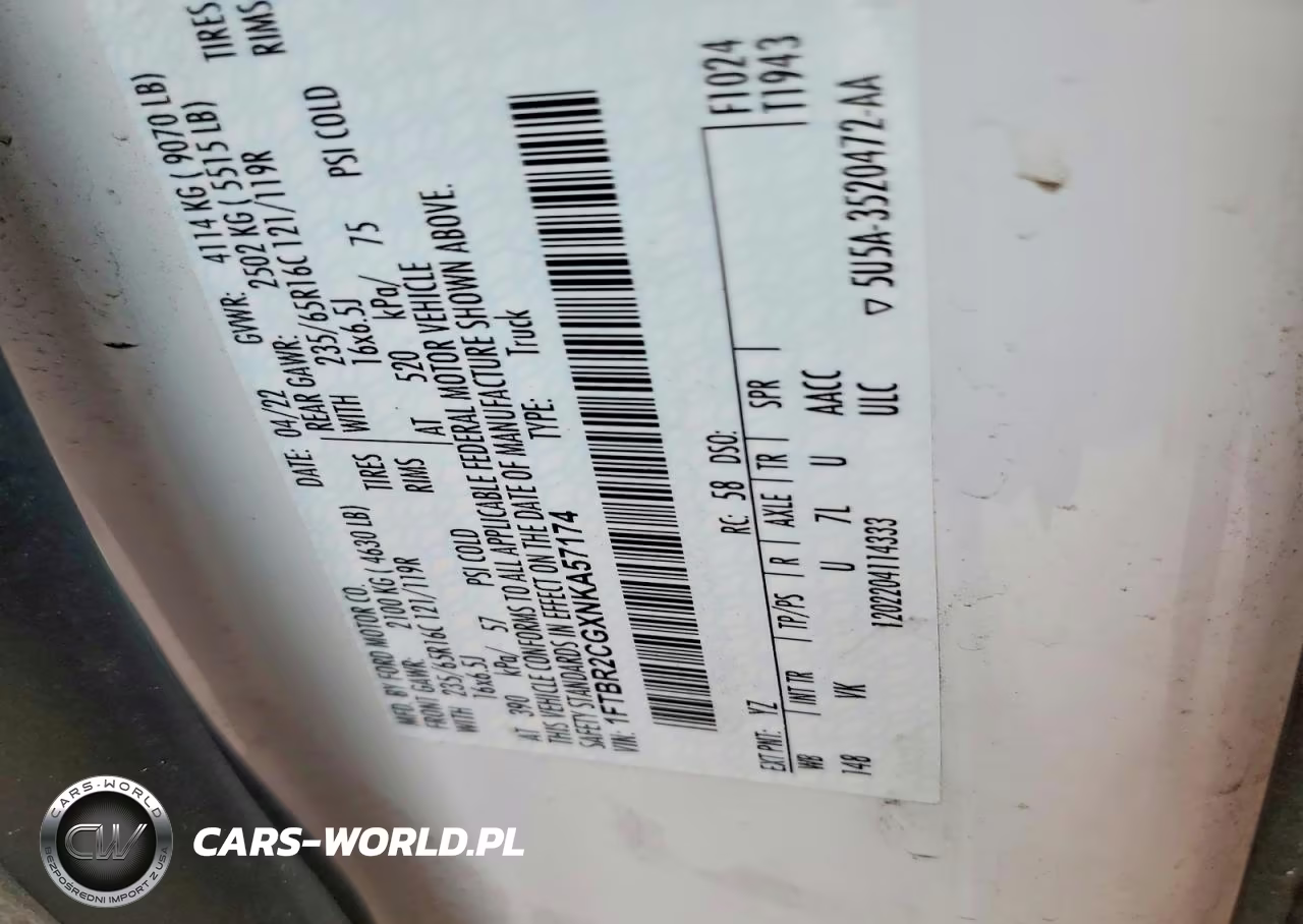 2022 Ford Transit T-250 VIN:1FTBR2CGXNKA57174 - 12