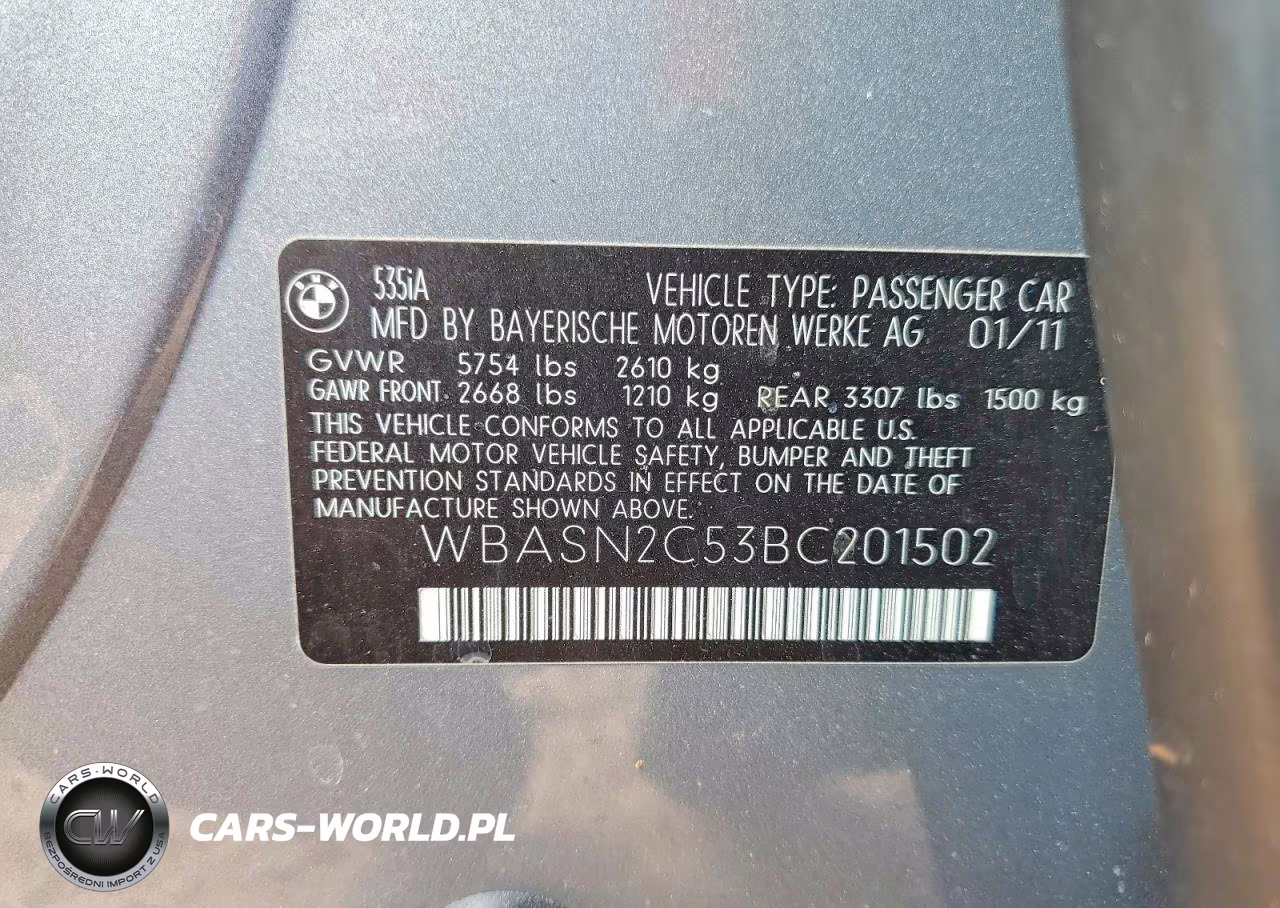 2011 BMW 535 Gt VIN:WBASN2C53BC201502 - 12