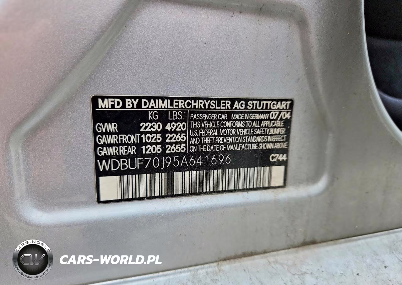 2005 Mercedes-Benz E 500 VIN:WDBUF70J95A641696 - 12