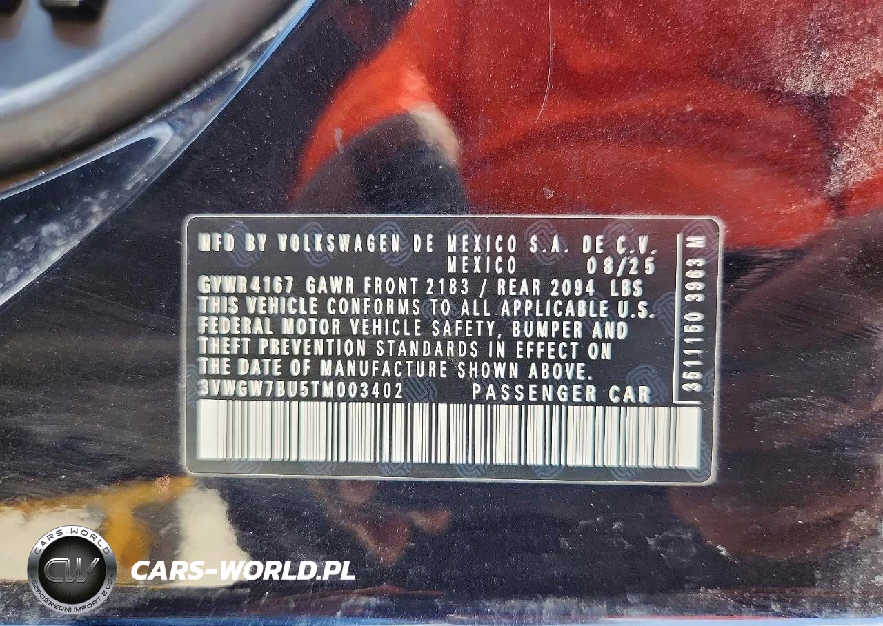 2026 Volkswagen Jetta Sel VIN:3VWGW7BU5TM003402 - 12