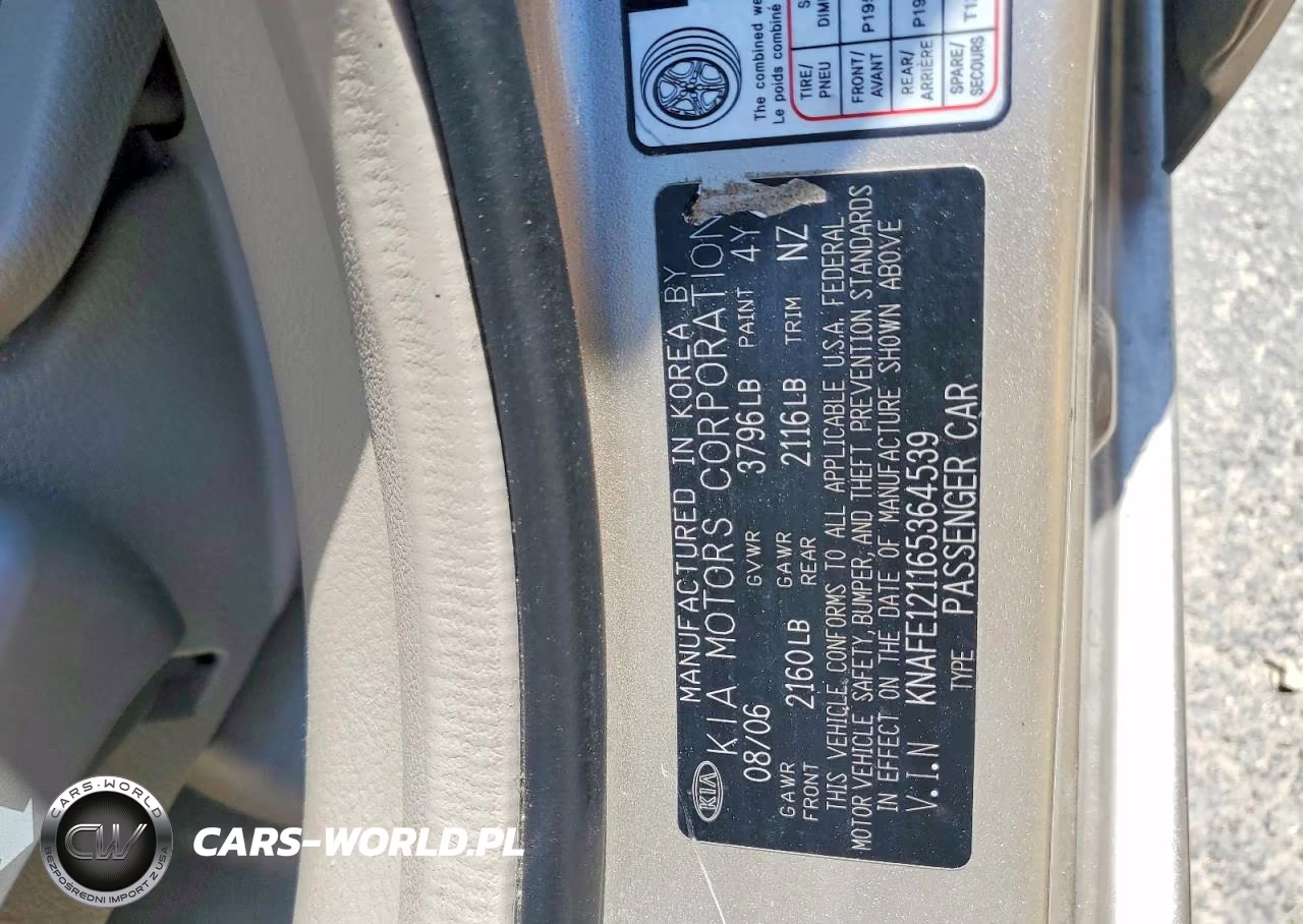 2006 Kia Spectra Ex VIN:KNAFE121165364539 - 12