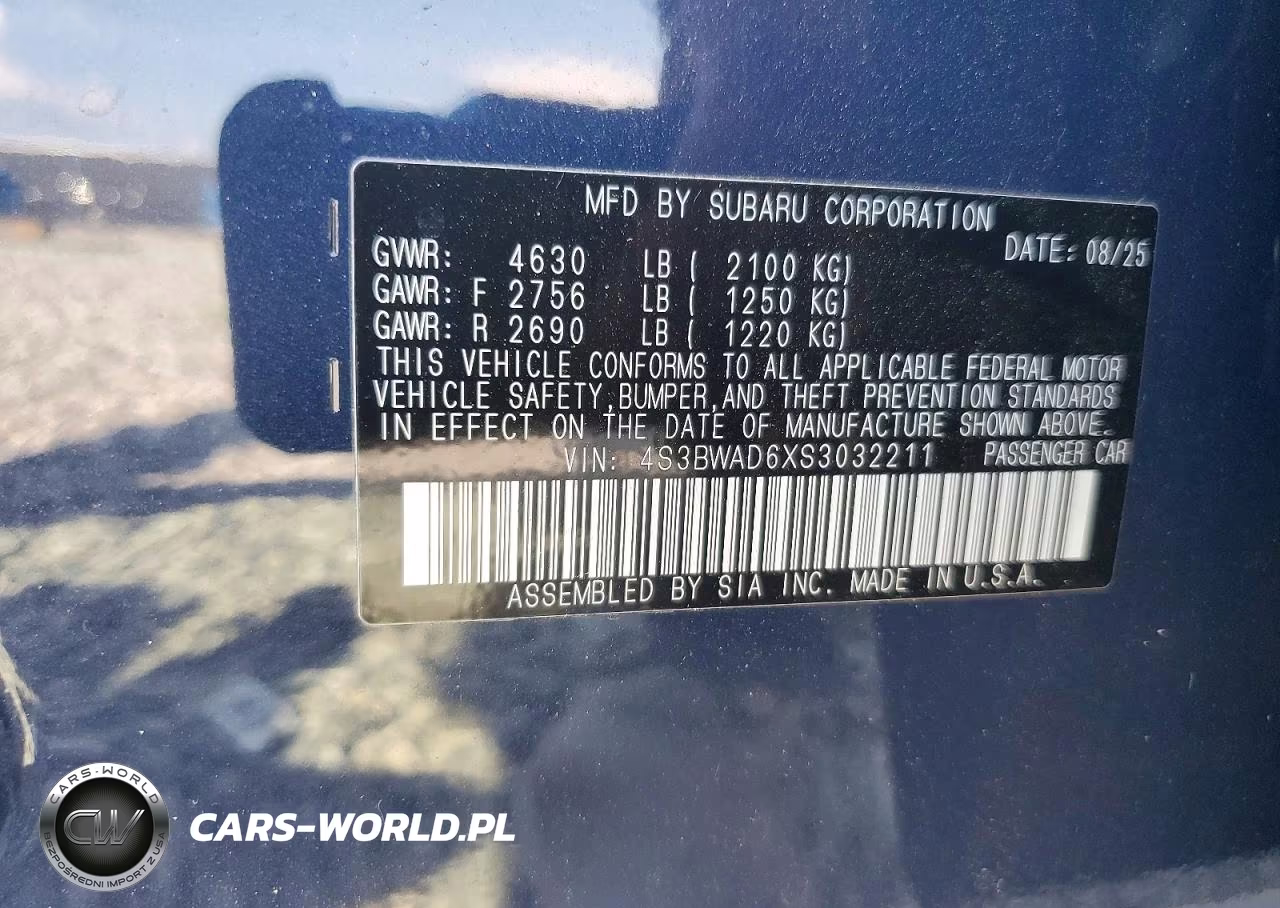 2025 Subaru Legacy Premium VIN:4S3BWAD6XS3032211 - 12