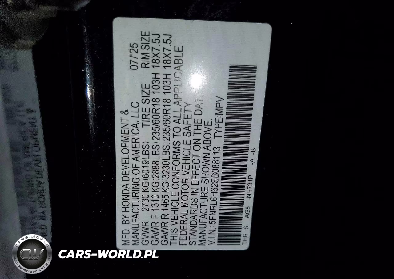 2025 Honda Odyssey Exl VIN:5FNRL6H62SB088113 - 14