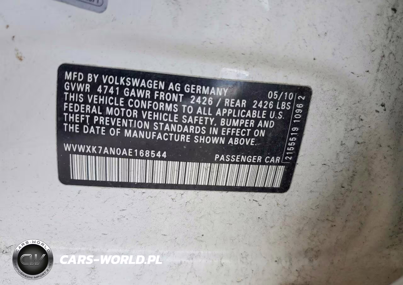 2010 Volkswagen Passat Komfort VIN:WVWXK7AN0AE168544 - 12