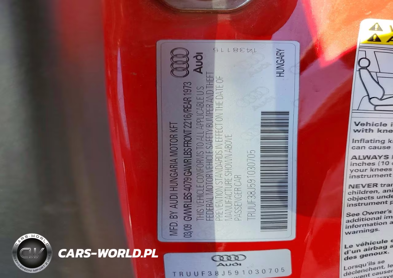 2009 Audi Tts VIN:TRUUF38J591030705 - 12