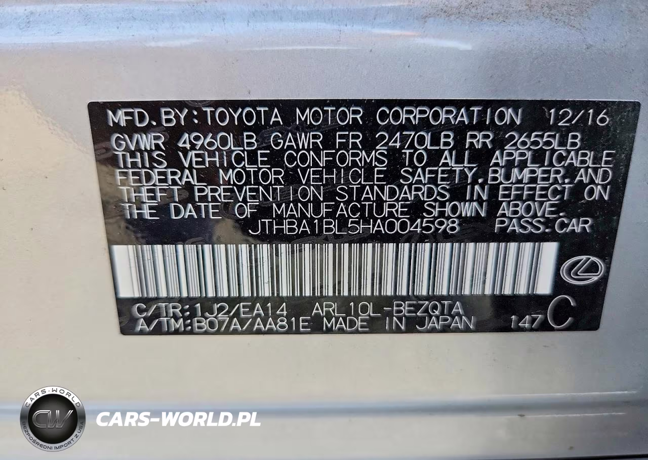 2017 Lexus Gs 200T Base VIN:JTHBA1BL5HA004598 - 13