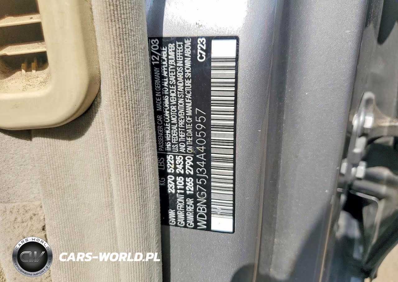 2004 Mercedes-Benz S VIN:WDBNG75J34A405957 - 12