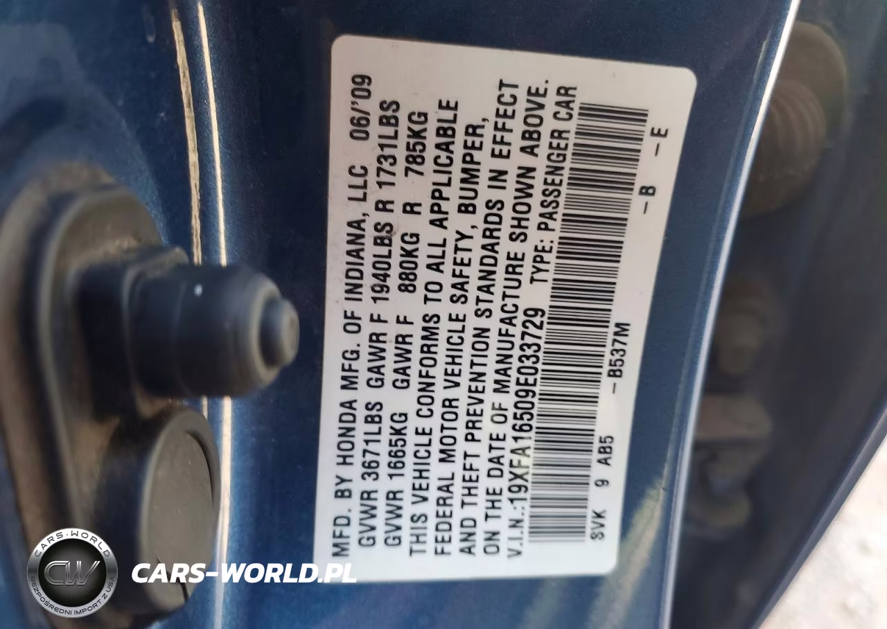 2009 Honda Civic Lx VIN:19XFA16509E033729 - 12