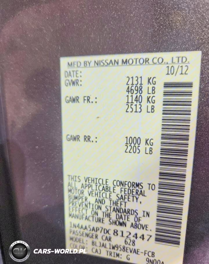 2013 Nissan Maxima 3.5 Sv VIN:1N4AA5AP7DC812447 - 12