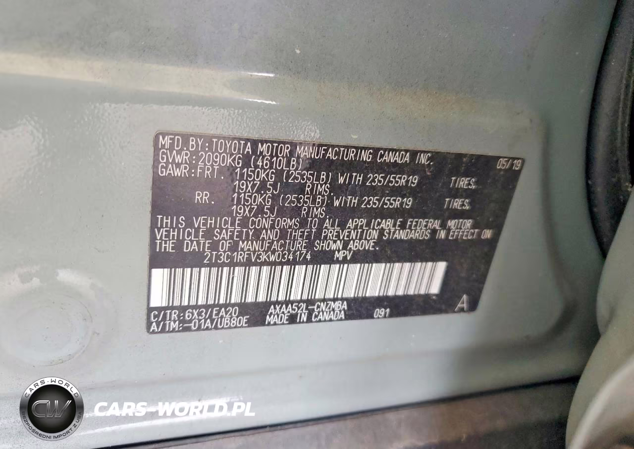 2019 Toyota Rav4 Xle Premium VIN:2T3C1RFV3KW034174 - 12