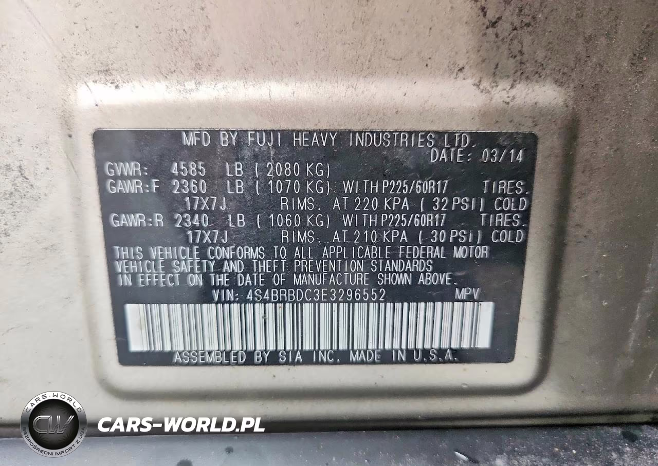 2014 Subaru Outback 2.5I Premium VIN:4S4BRBDC3E3296552 - 13