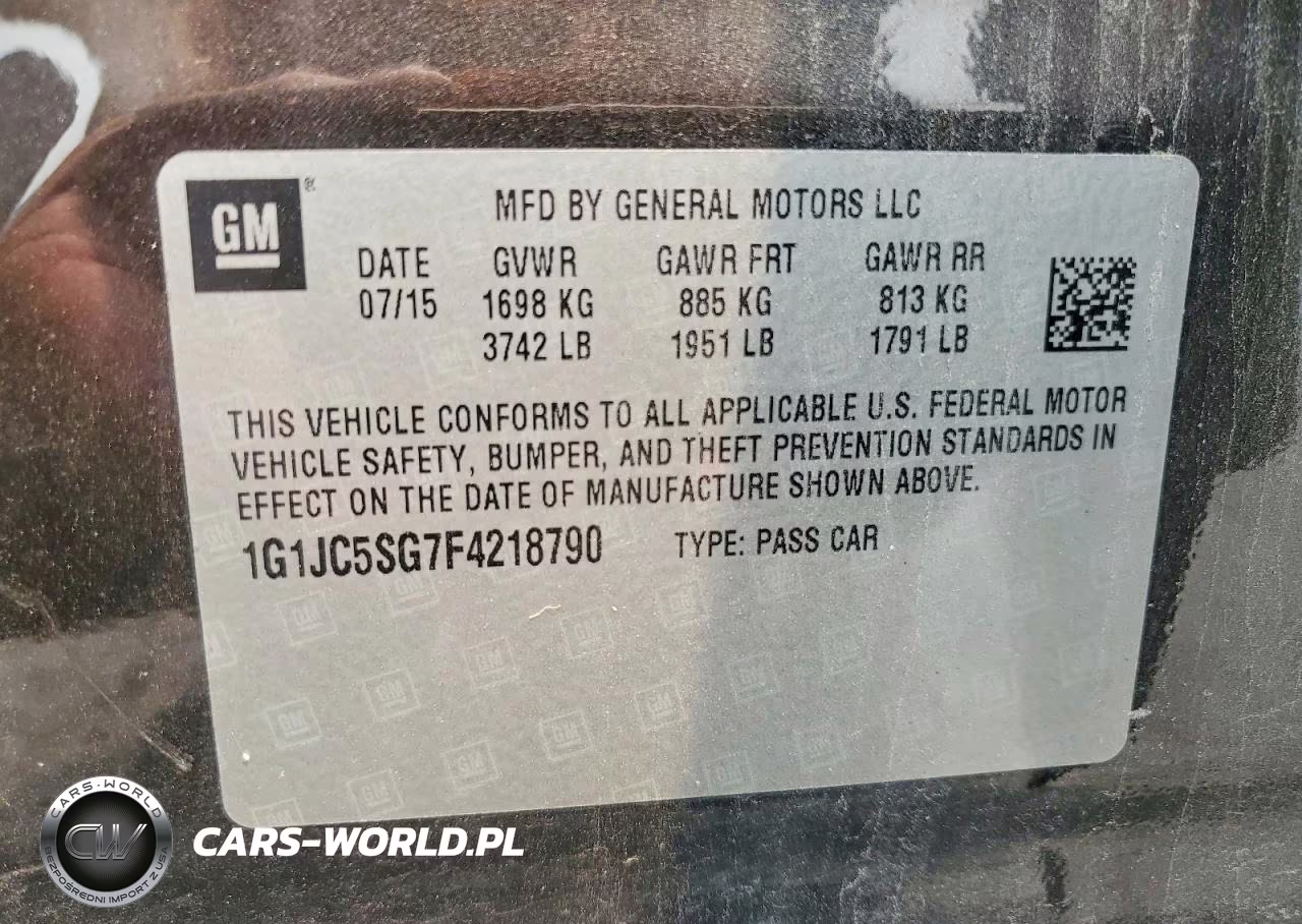 2015 Chevrolet Sonic Lt VIN:1G1JC5SG7F4218790 - 12