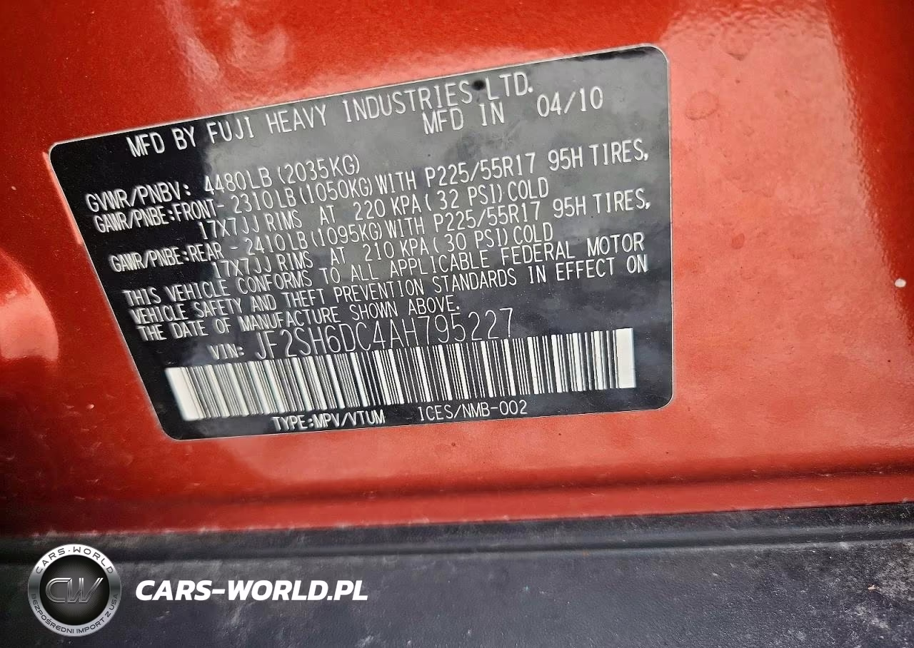 2010 Subaru Forester 2.5X Limited VIN:JF2SH6DC4AH795227 - 12