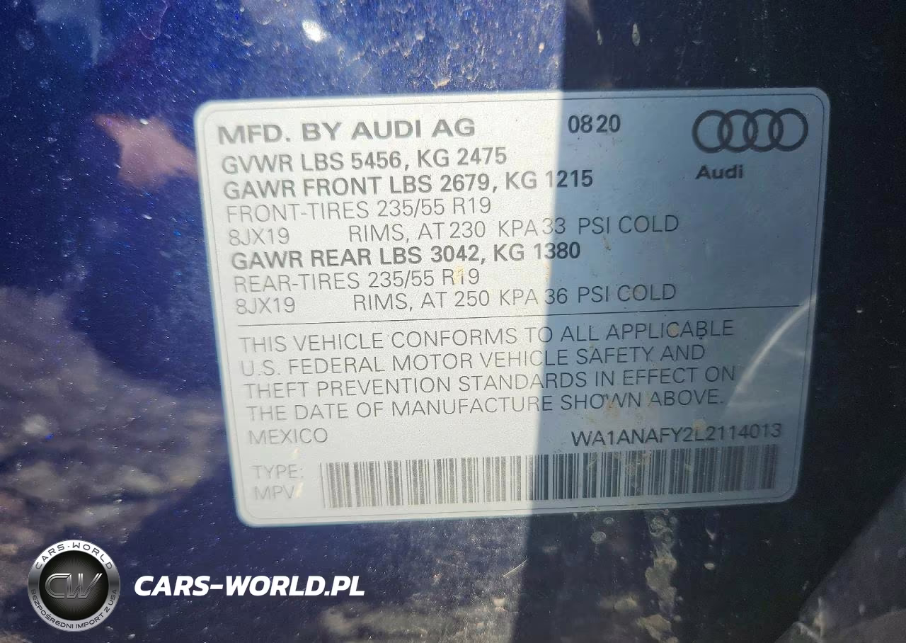 2020 Audi Q5 Premium VIN:WA1ANAFY2L2114013 - 13