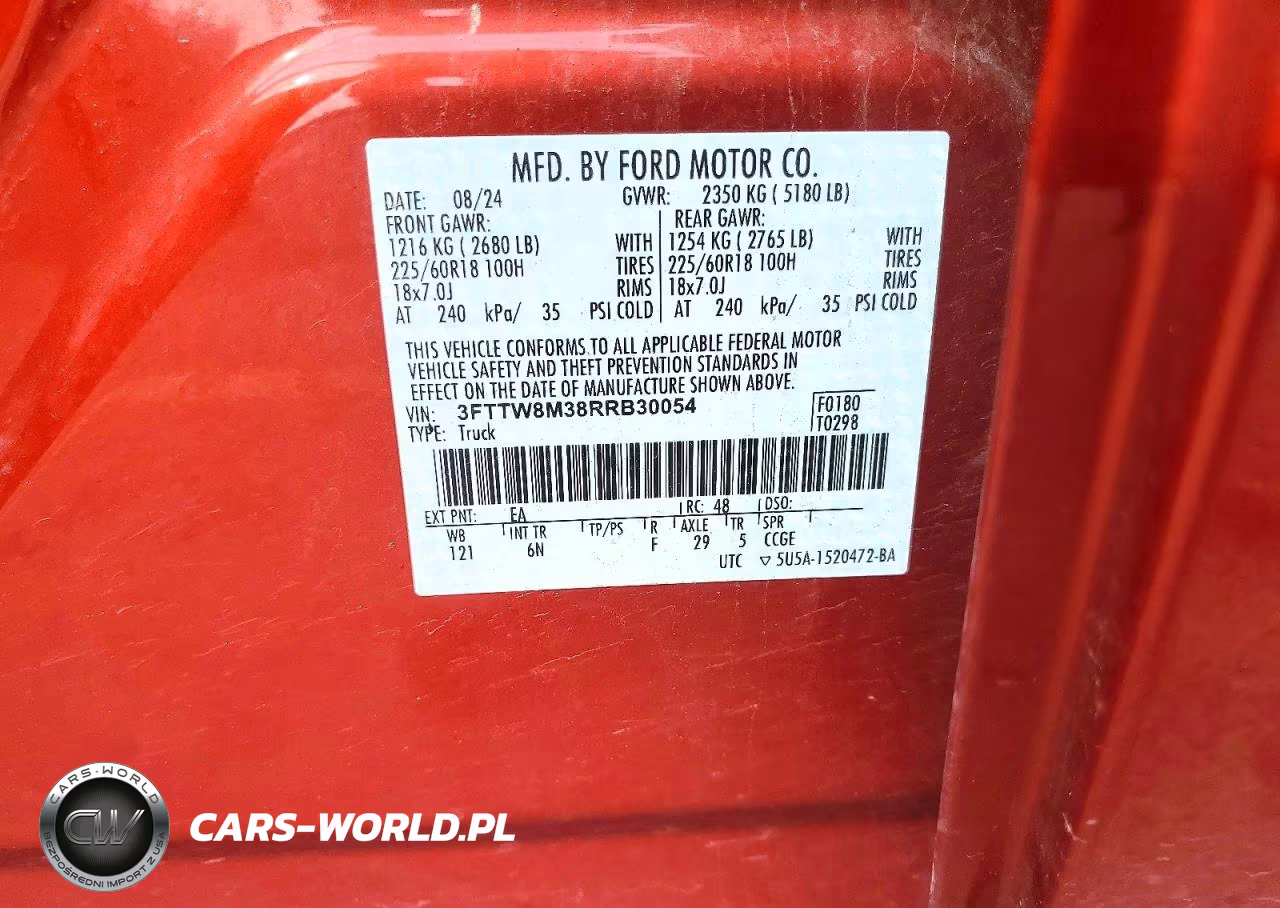 2024 Ford Maverick Lariat VIN:3FTTW8M38RRB30054 - 12