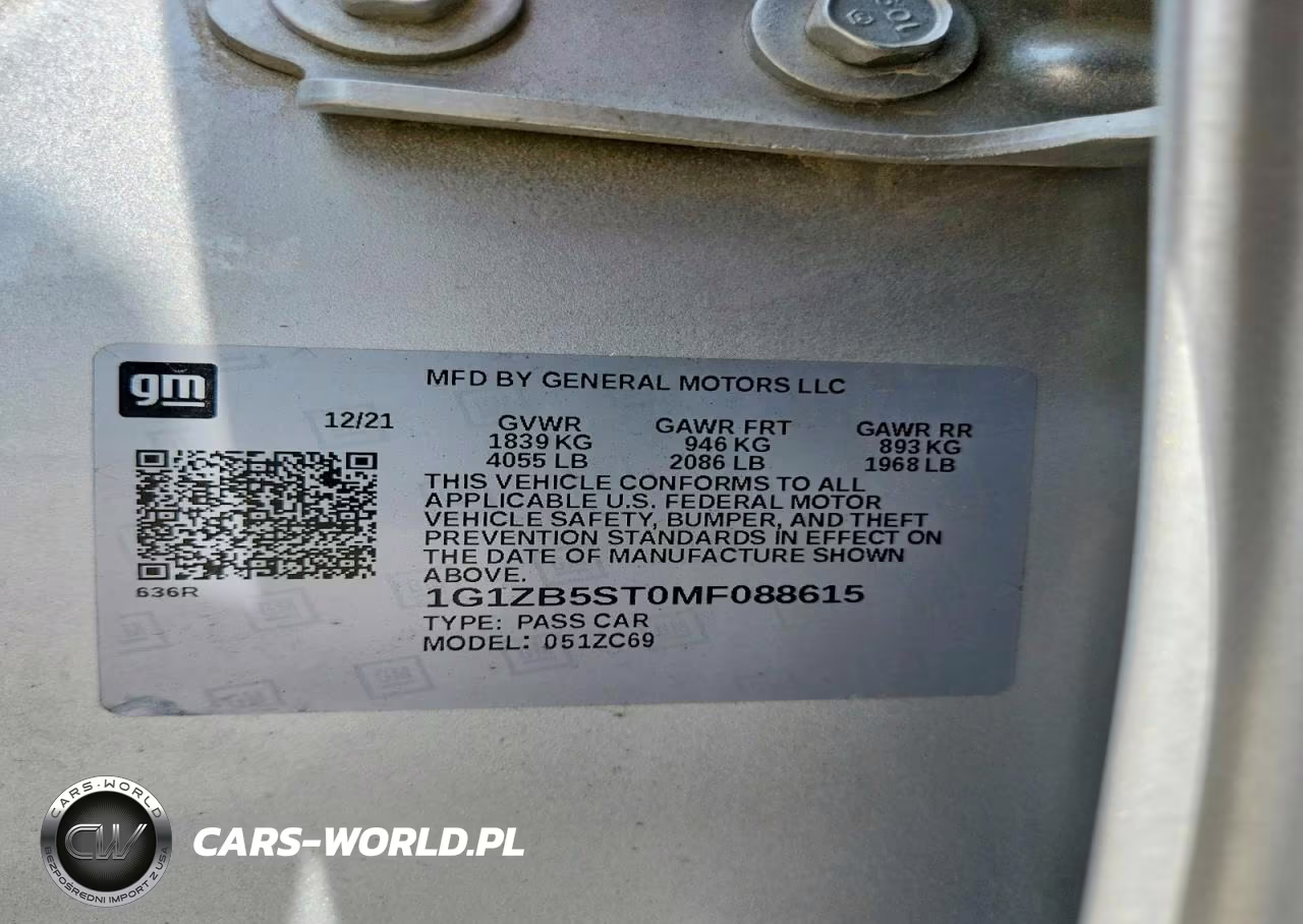 2021 Chevrolet Malibu Ls VIN:1G1ZB5ST0MF088615 - 12