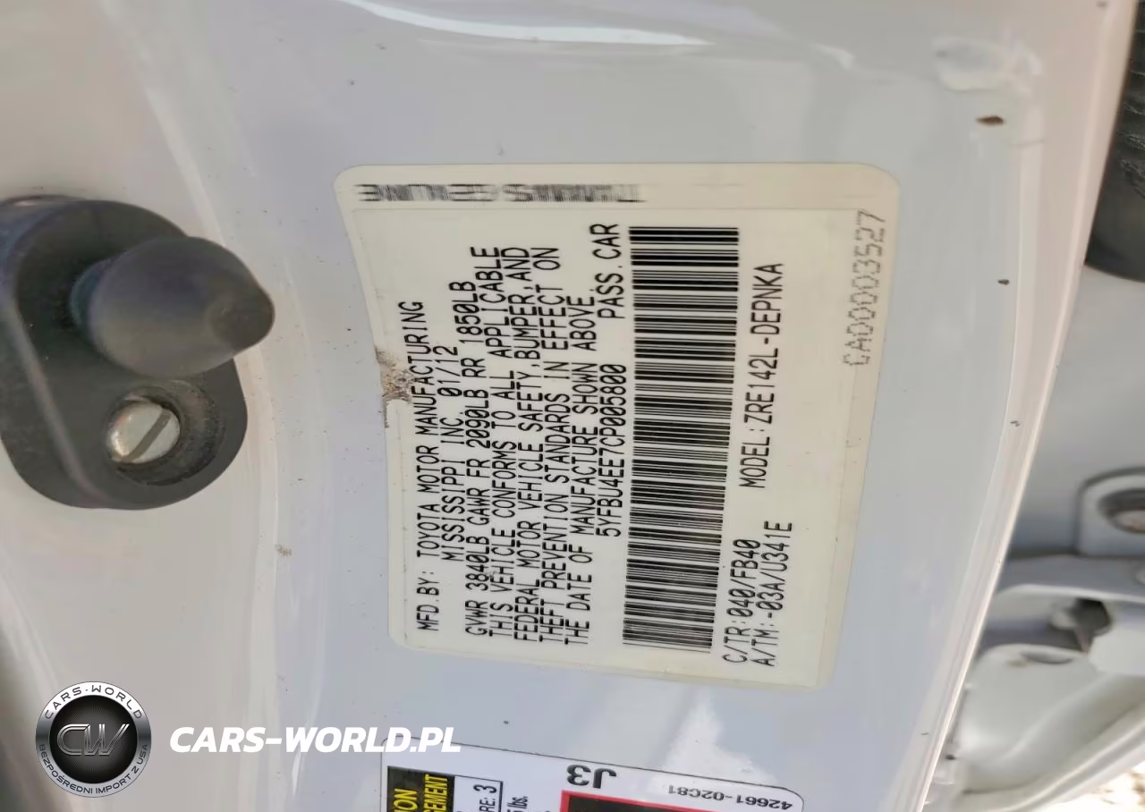 2012 Toyota Corolla Le VIN:5YFBU4EE7CP005800 - 12