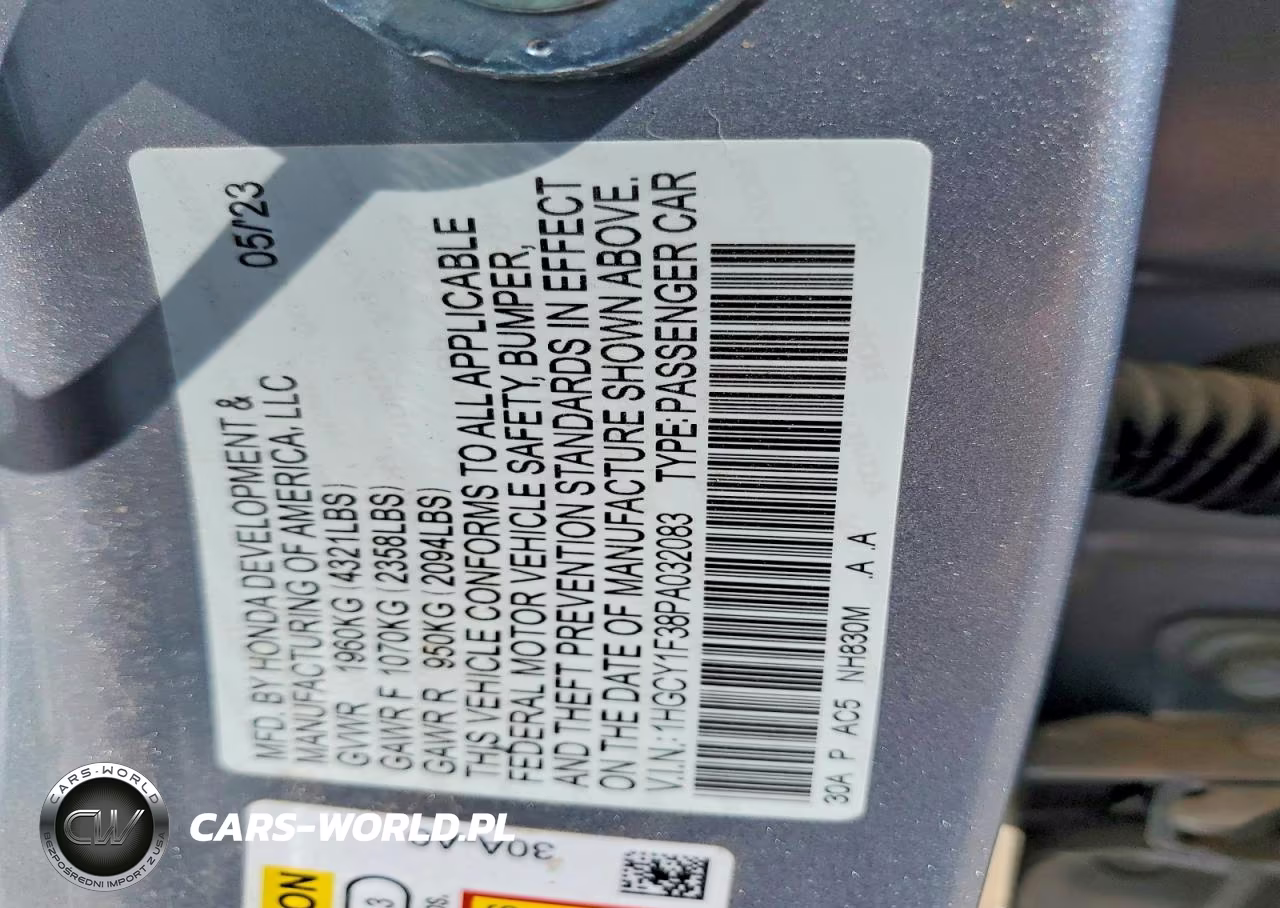 2023 Honda Accord Ex VIN:1HGCY1F38PA032083 - 12