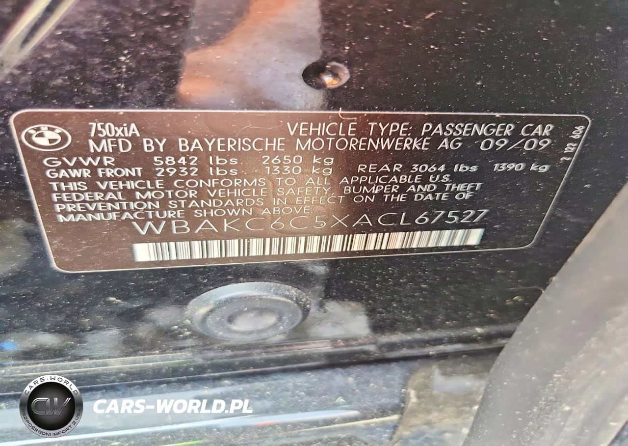 2010 BMW 750 I xDrive VIN:WBAKC6C5XACL67527 - 12