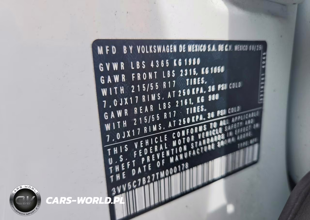 2026 Volkswagen Taos S VIN:3VV5C7B27TM000178 - 14