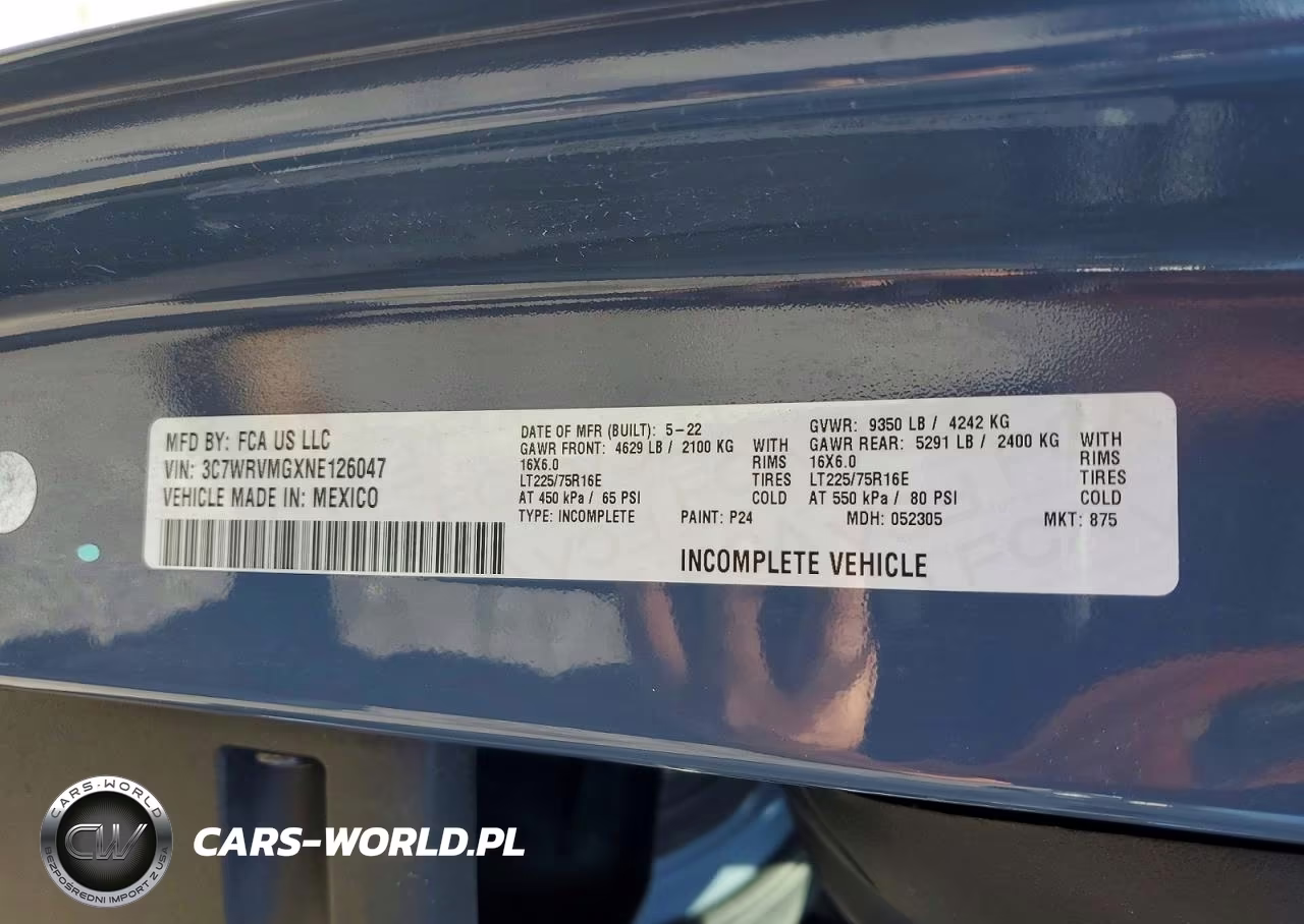 2022 Ram Promaster 3500 Delivery Truck VIN:3C7WRVMGXNE126047 - 13
