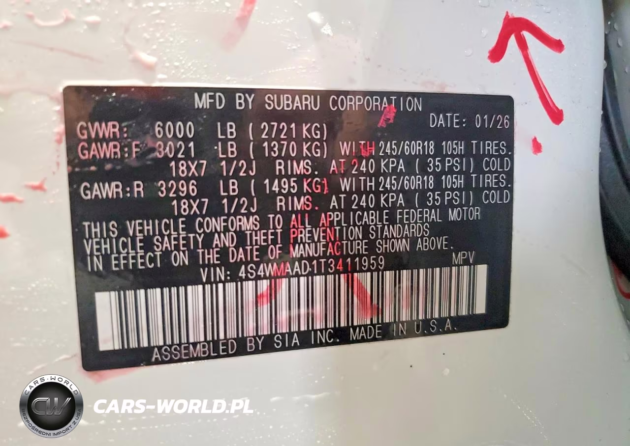 2026 Subaru Ascent Premium VIN:4S4WMAAD1T3411959 - 14