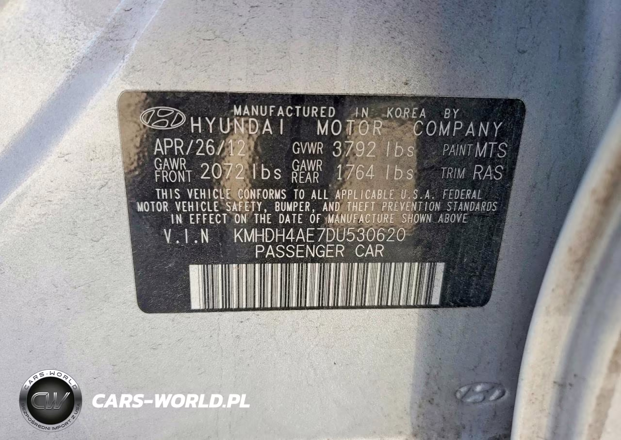 2013 Hyundai Elantra Gls VIN:KMHDH4AE7DU530620 - 12