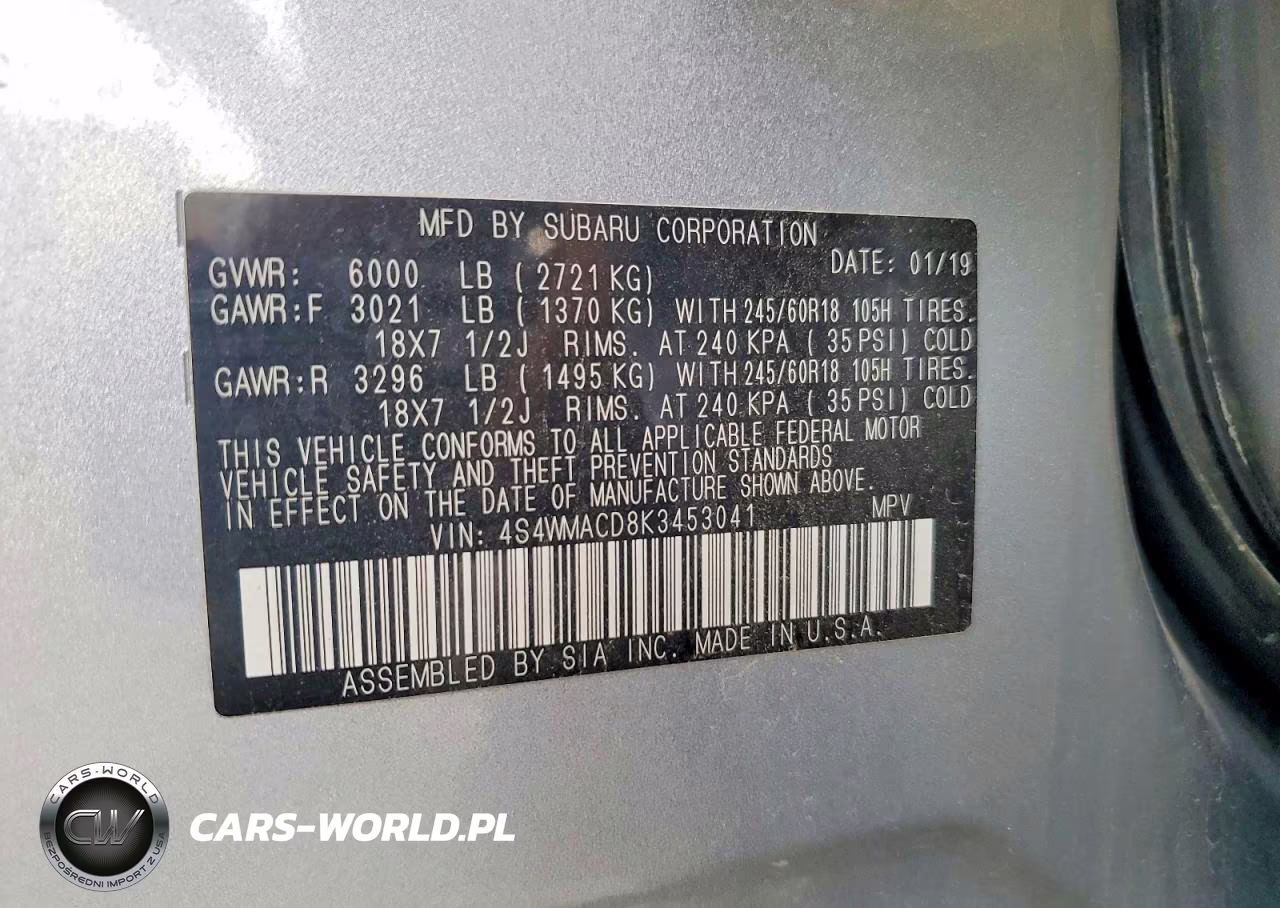 2019 Subaru Ascent Premium VIN:4S4WMACD8K3453041 - 14