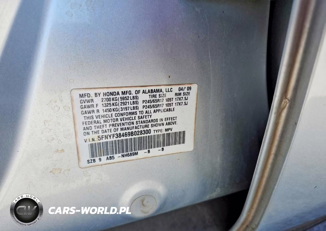 2009 Honda Pilot Ex VIN:5FNYF38469B028300 - 13