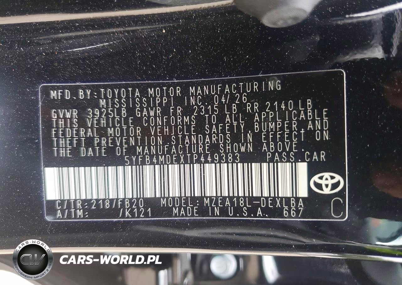 2026 Toyota Corolla Le VIN:5YFB4MDEXTP449383 - 12