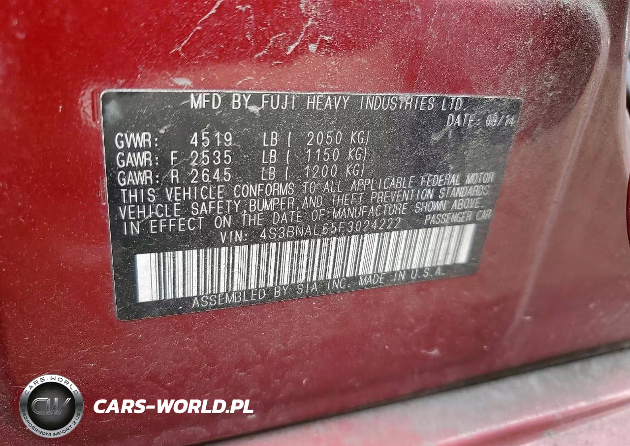 2015 Subaru Legacy 2.5I Limited VIN:4S3BNAL65F3024222 - 12