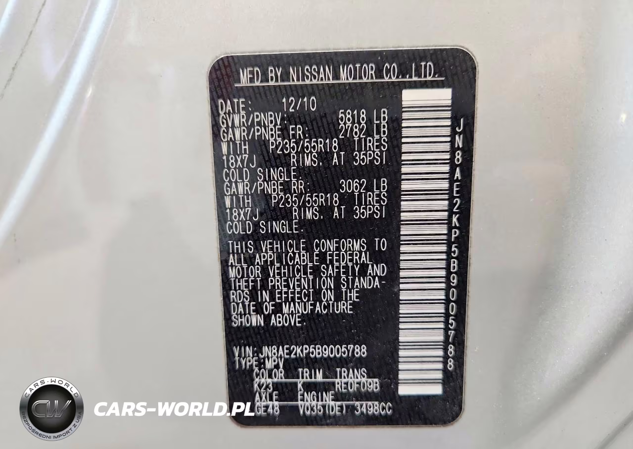 2011 Nissan Quest 3.5 S VIN:JN8AE2KP5B9005788 - 13