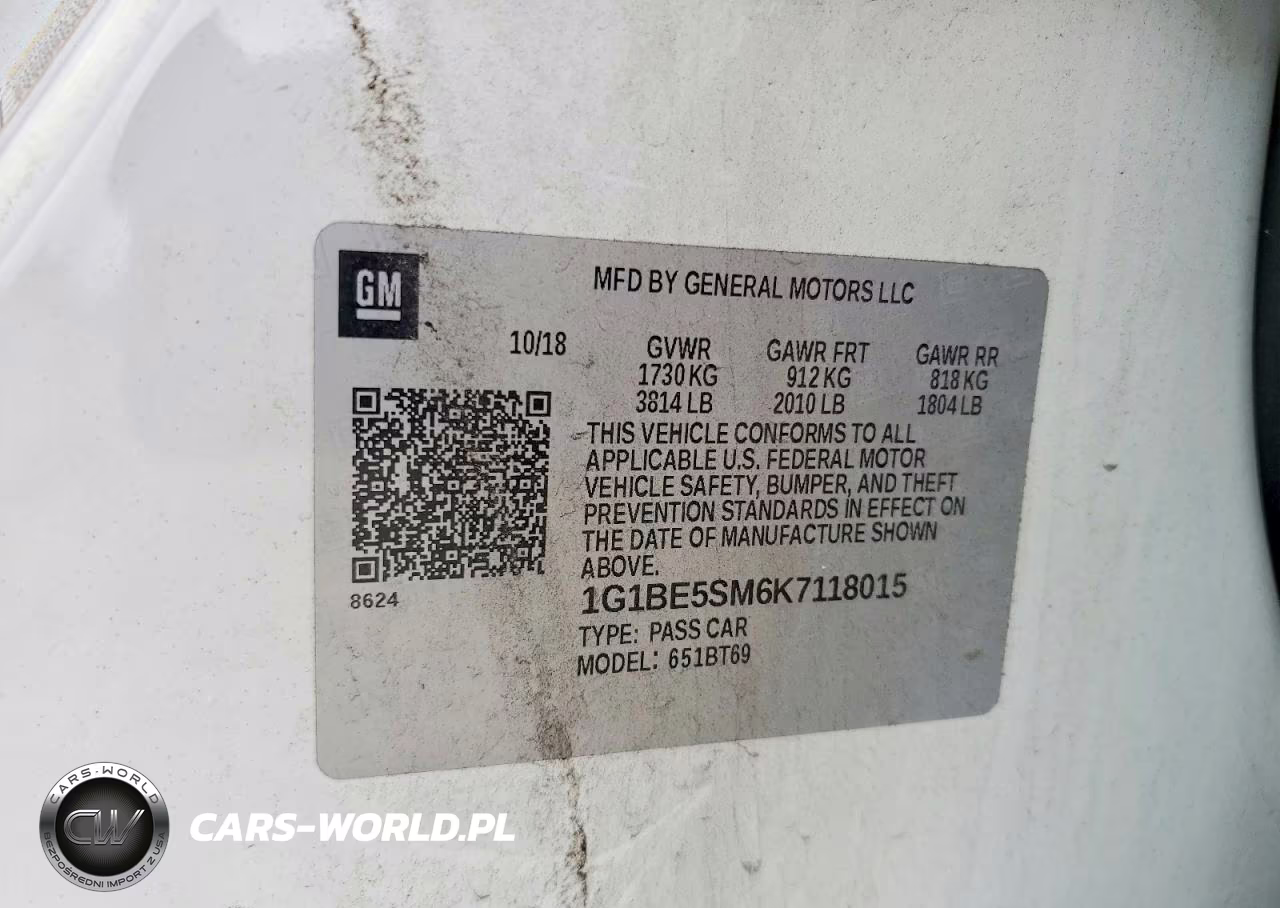 2019 Chevrolet Cruze Lt VIN:1G1BE5SM6K7118015 - 12