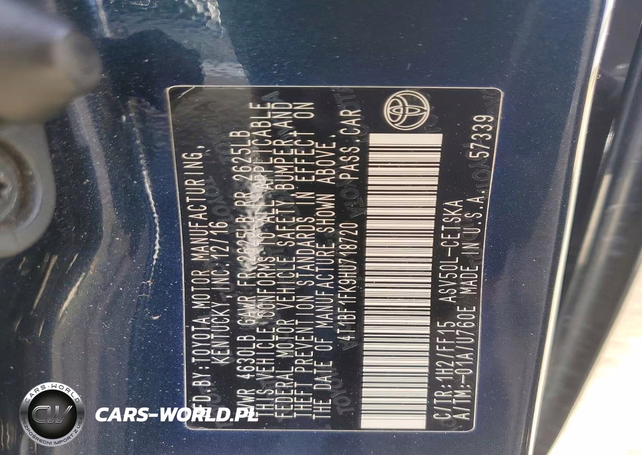 2017 Toyota Camry Se VIN:4T1BF1FK9HU718720 - 13