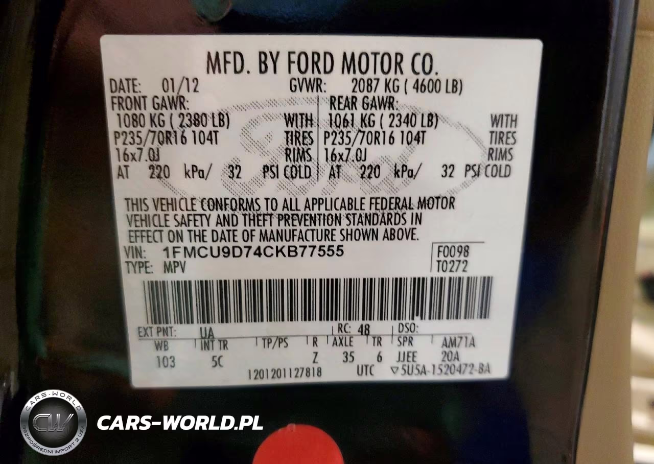 2012 Ford Escape Xlt VIN:1FMCU9D74CKB77555 - 13