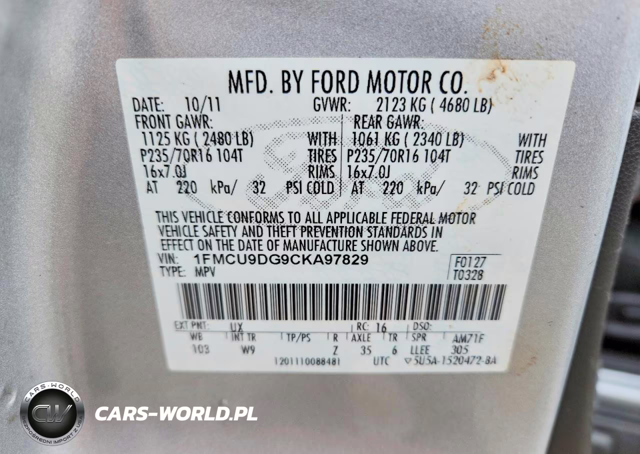 2012 Ford Escape Xlt VIN:1FMCU9DG9CKA97829 - 13