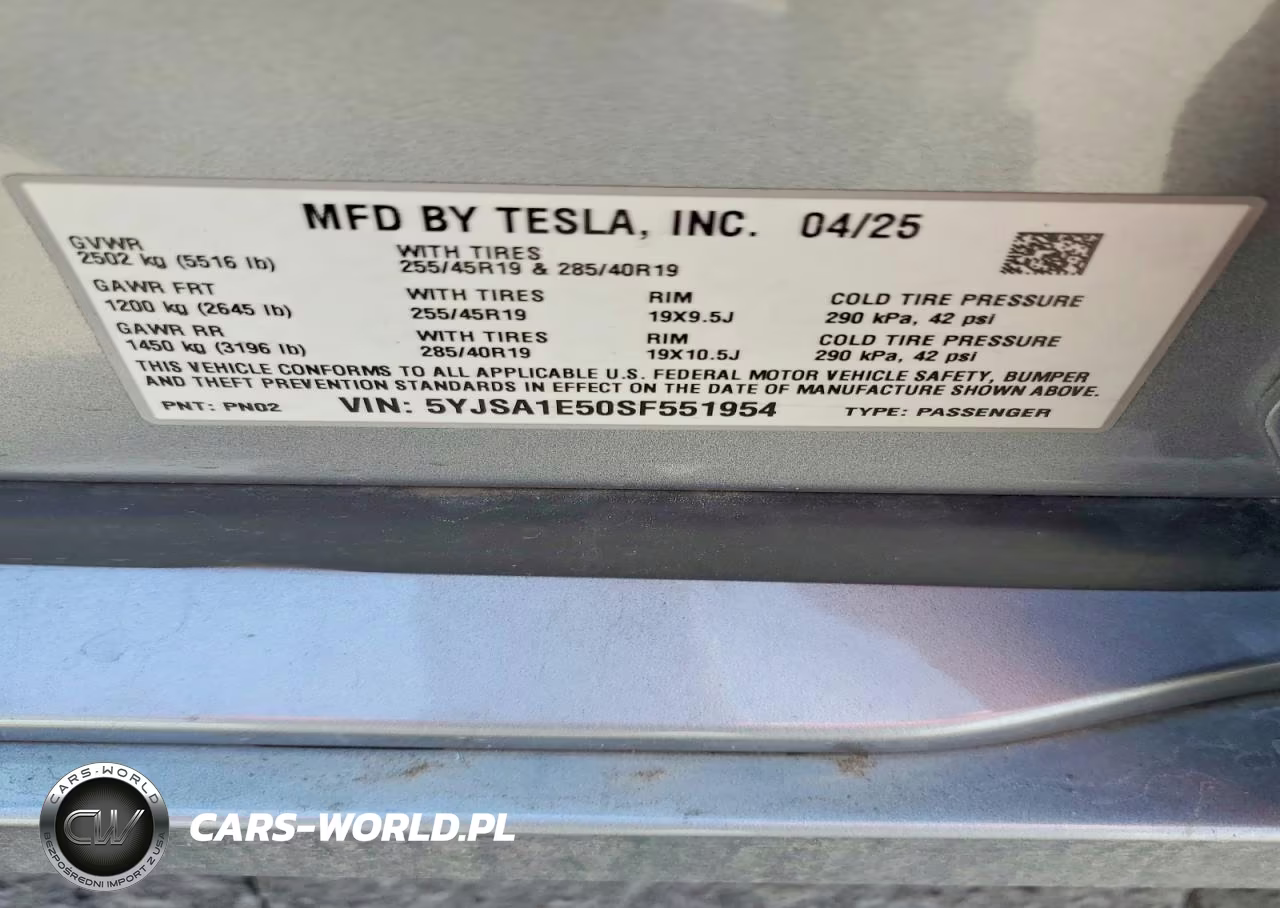 2025 Tesla Model S VIN:5YJSA1E50SF551954 - 12