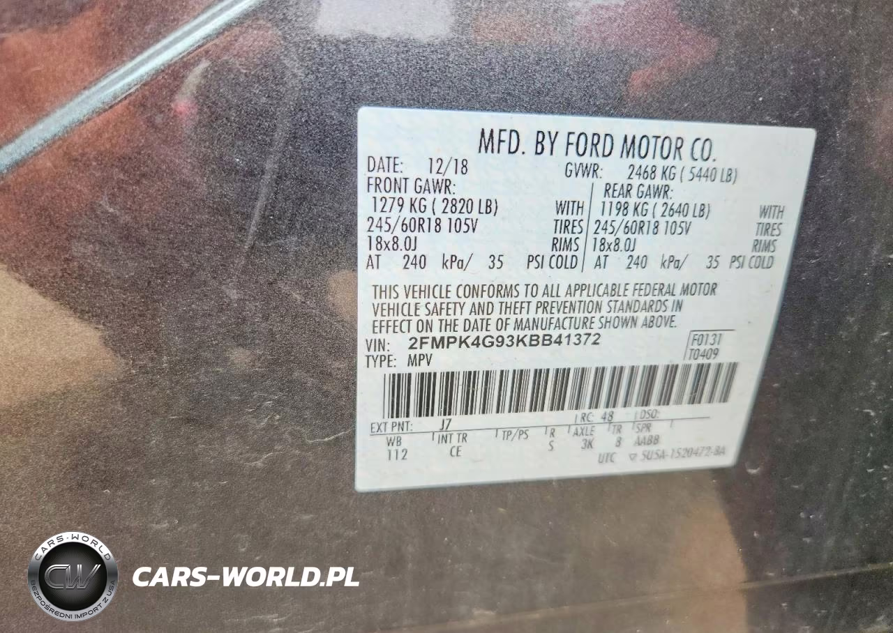 2019 Ford Edge Se VIN:2FMPK4G93KBB41372 - 13