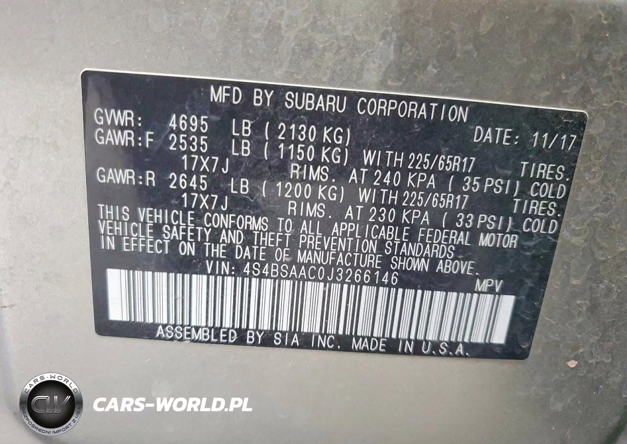2018 Subaru Outback 2.5I VIN:4S4BSAAC0J3266146 - 13