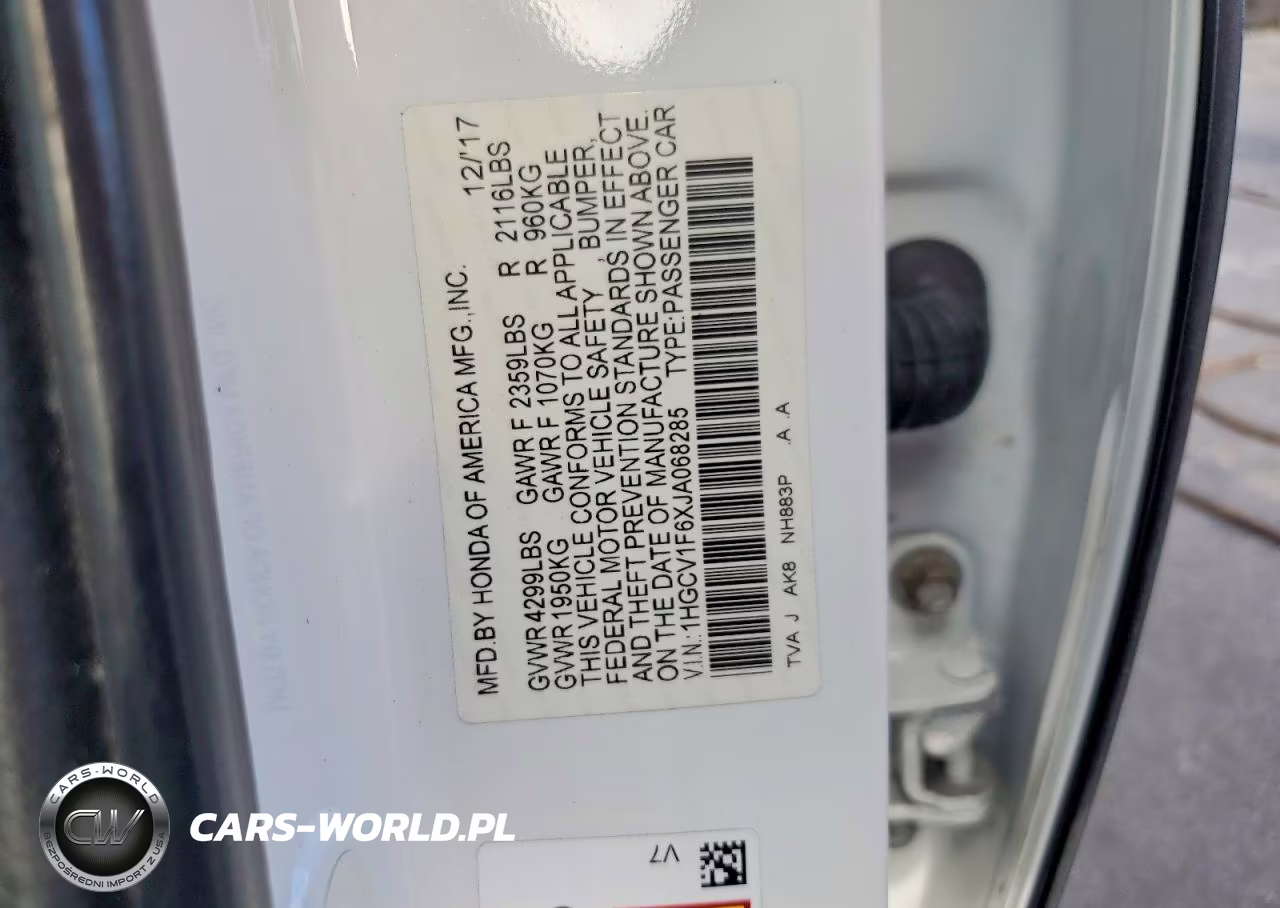 2018 Honda Accord Exl VIN:1HGCV1F6XJA068285 - 12