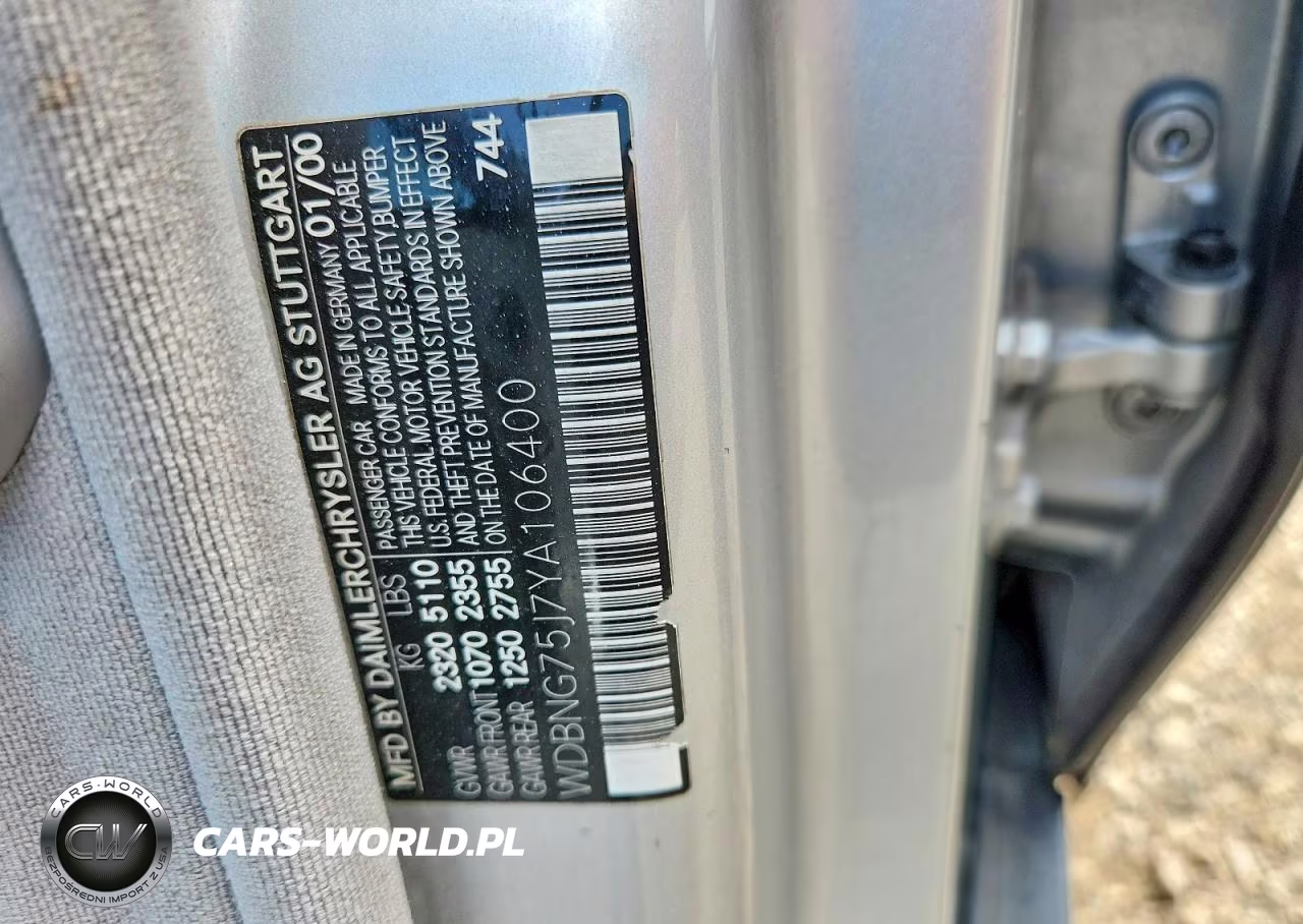2000 Mercedes-Benz S 500 VIN:WDBNG75J7YA106400 - 12